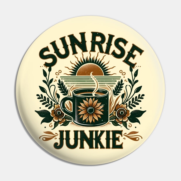 Sunrise Junkie Cottage Pin by Sideways Tees