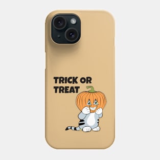 Halloween Cat with Pumpkin on Head Phone Case