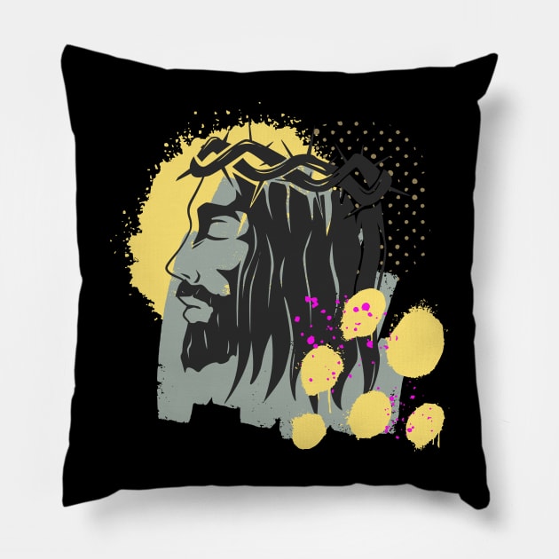 Jesus pop art Pillow by Museflash