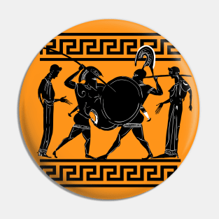 Old greek amphora warriors Pin