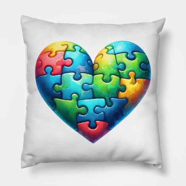 Puzzle Heart Autism Awareness Gift for Birthday, Mother's Day, Thanksgiving, Christmas Pillow by skstring