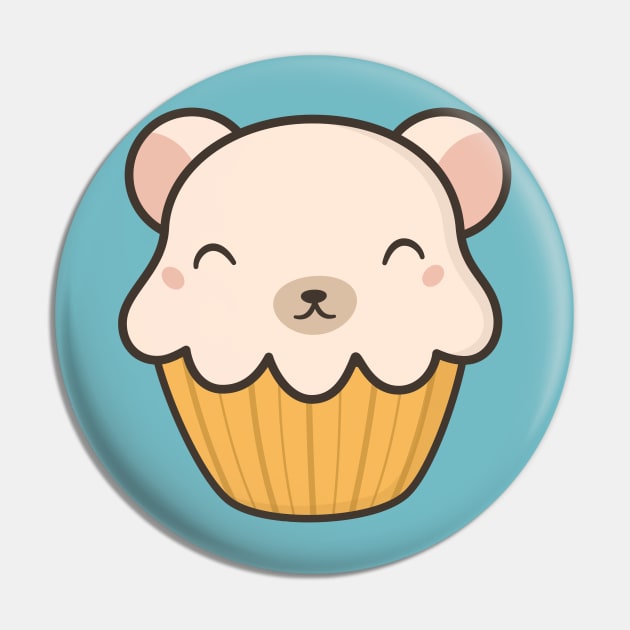 Kawaii Cute Polar Bear Cupcake Pin by happinessinatee