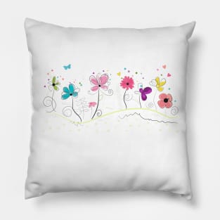 Spring time abstract doodle flowers Pillow
