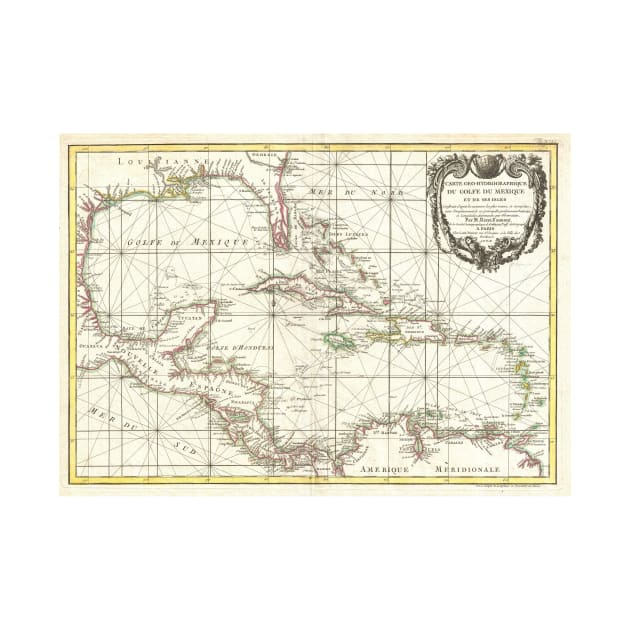 Vintage Map of The Caribbean (1762) by Bravuramedia