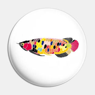 fancy swimming asian arowana fish illustration Pin