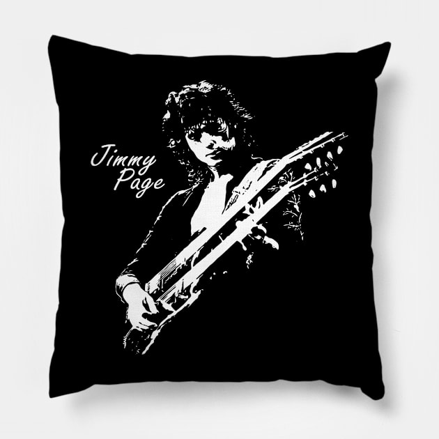 jimmy page vintage white silhoutte Pillow by jerrysanji