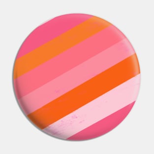 Pink and Orange Brush Stroke, Stripes Pin