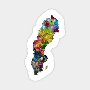 Spirograph Patterned Sweden Provinces Map Magnet