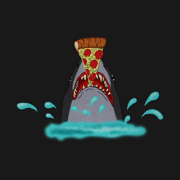 Shark Eating Pizza, Funny Pizza Lover by dukito