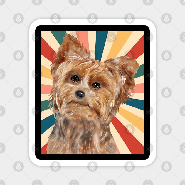 Cute Yorkshire Terrier Dog Breed 80s 90s Retro Style Vintage Design Animal Pet Magnet by Inspirational And Motivational T-Shirts