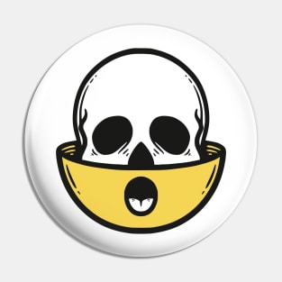Confused Emoticon with Skull Pin