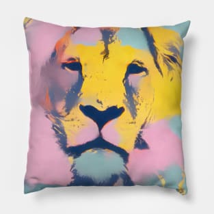 Lion Pop art remix inspired by Andy Warhol Pillow