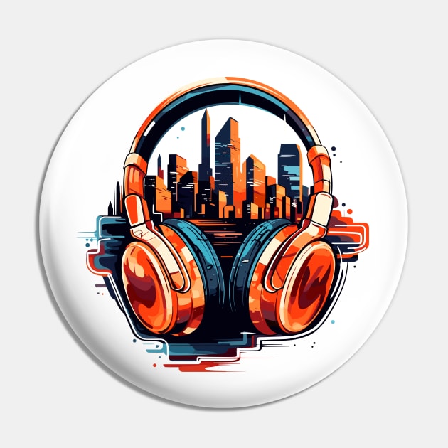 Headphone Music Non Stop Fun Urbain City Life Pin by Cubebox