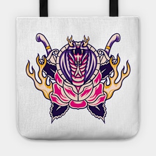 Snake with Rose Traditional Tattoo Tote