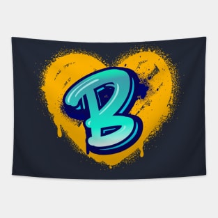 Graffiti Heart Letter B Tapestry