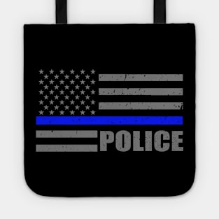 Police Officer Thin Blue Line American Flag Tote