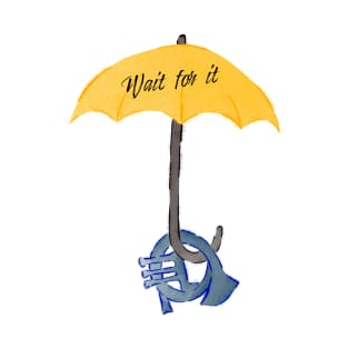 Yellow umbrella and blue horn black - Wait for it - green T-Shirt