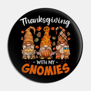 Thanksgiving With My Gnomie Leopard Pumpkin Funny Autumn Gnomes Shirt Pin