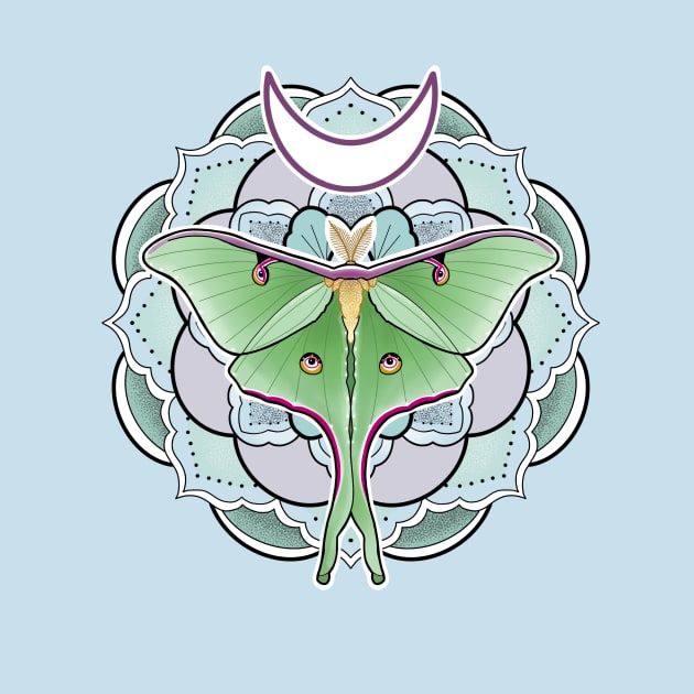 Mandala Luna Moth by louddoodle