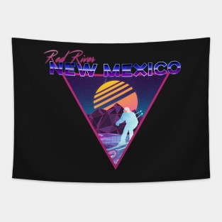 Retro Vaporwave Ski Mountain | Red River New Mexico | Shirts, Stickers, and More! Tapestry