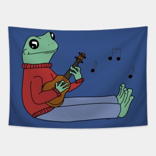 Ukulele Playing Frog Tapestry