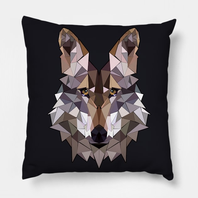 Polygon Wolf Geometry Pillow by Foxxy Merch