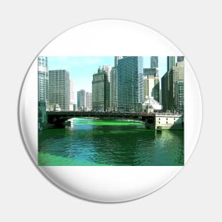 Chicago River on St. Patrick's Day Pin