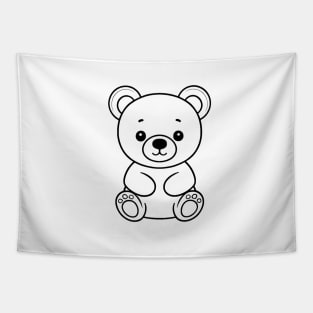 Cute Baby Bear Animal Outline Tapestry