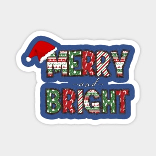 Merry and bright abominable santa hat design Magnet