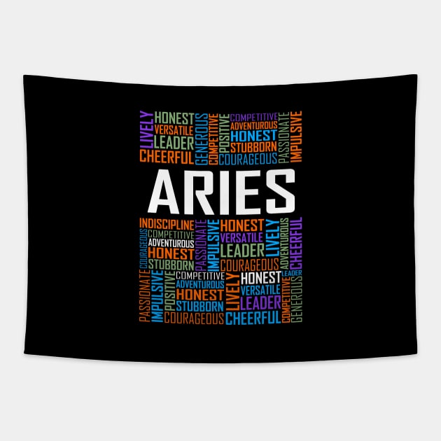 Aries Words Tapestry by LetsBeginDesigns