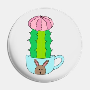 Cute Cactus Design #188: Hybrid Cactus In Cute Bunny Mug Pin