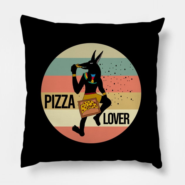 Anubis eating pizza Pillow by cypryanus