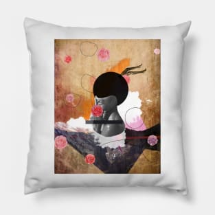 Contemporary fashionistas floral collage Pillow