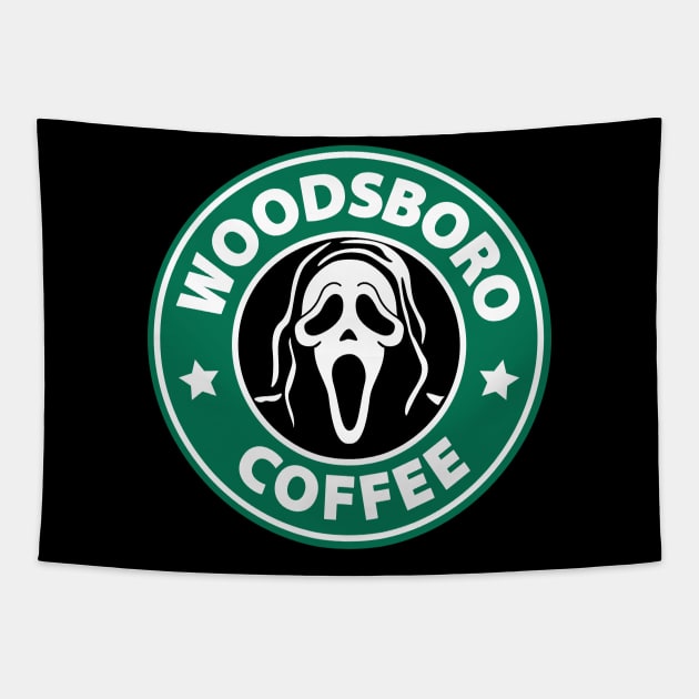 Woodsboro Coffee Tapestry by SunsetSurf