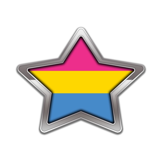 Large Pansexual Pride Flag Colored Star with Chrome Frame. by LiveLoudGraphics