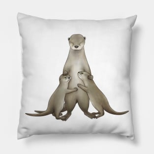 Smooth Coated Otter Papa and Otterpups Pillow