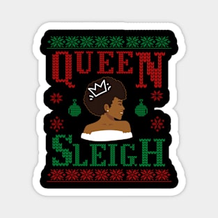 Afro Sleigh Queen, Xmas Ugly Sweater Pun Magnet