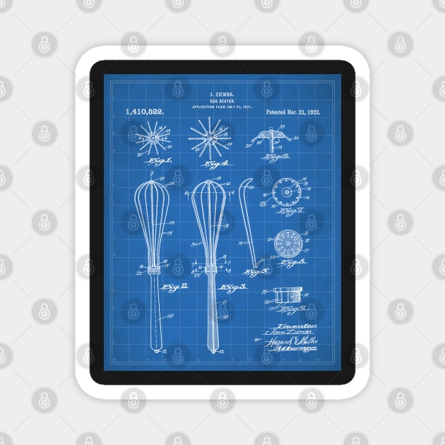 Whisk Patent - Baking Art - Blueprint Magnet by patentpress