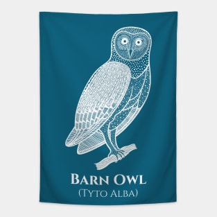 Barn Owl with Common and Scientific Names - bird lovers design Tapestry