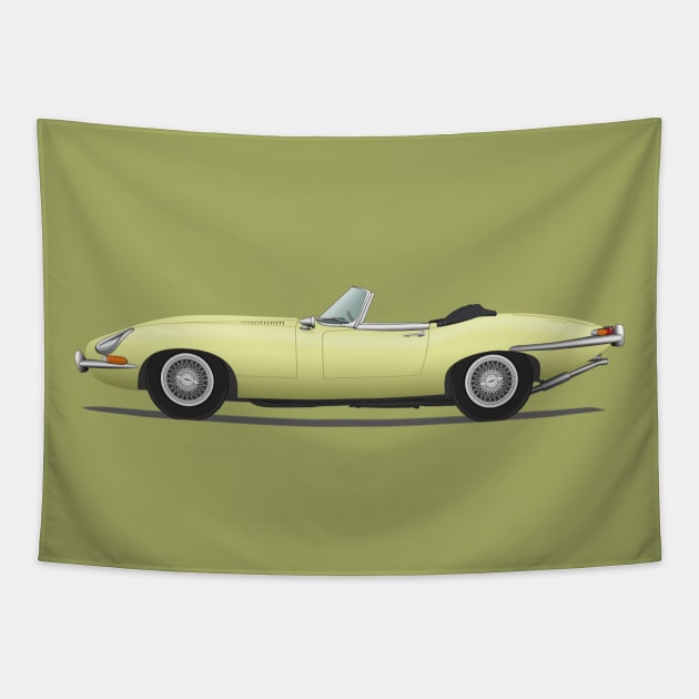 Jaguar E Type Roadster Primrose Tapestry by SteveHClark