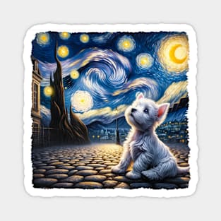 Starry West Highland White Terrier Dog Portrait - Pet Portrait Magnet