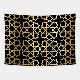 Elegant Black And Gold Moroccan Pattern Tapestry