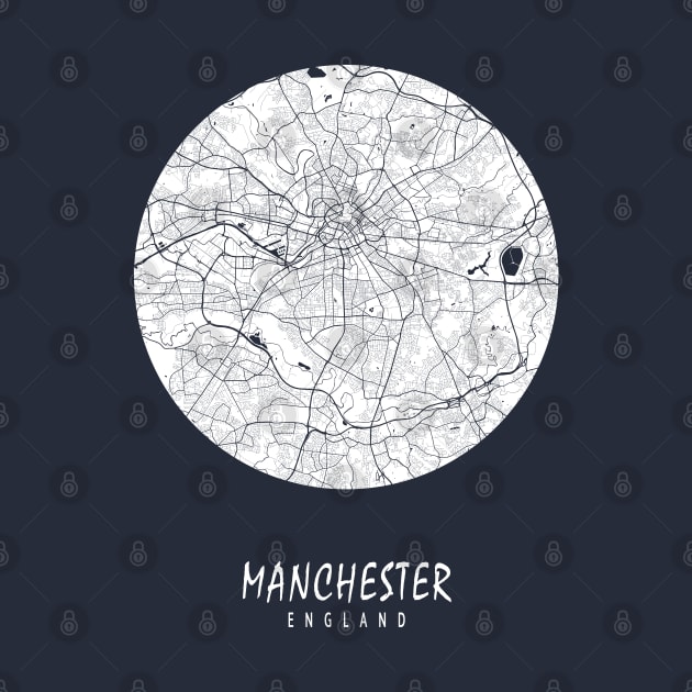 Manchester, England City Map - Full Moon by deMAP Studio