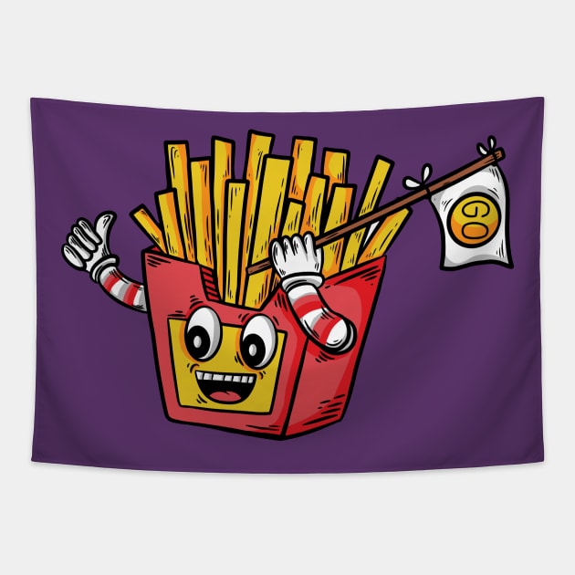 French fries happy expression Tapestry by Mako Design 