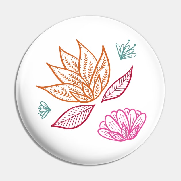 Bohemian Florals - Magenta Pin by latheandquill