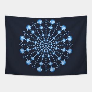 Shiny Colored Blue Gemstone Snowflake Tapestry