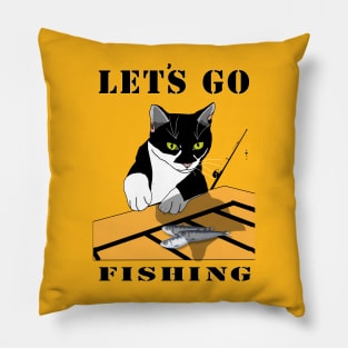 Cute Tuxedo Cat Lets go fishing  Copyright TeAnne Pillow