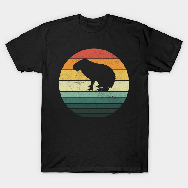 Capybara Sunset Retro Vintage 70s Funny Animal Nature Lovers - Vintage Sunset Capybara Lovers - T-Shirt