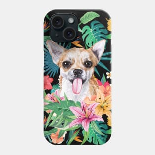 Tropical Short Haired Fawn and White Chihuahua Phone Case