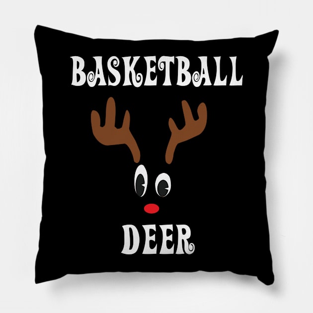 Basketball Reindeer Deer Red nosed Christmas Deer Hunting Hobbies   Interests Pillow by familycuteycom